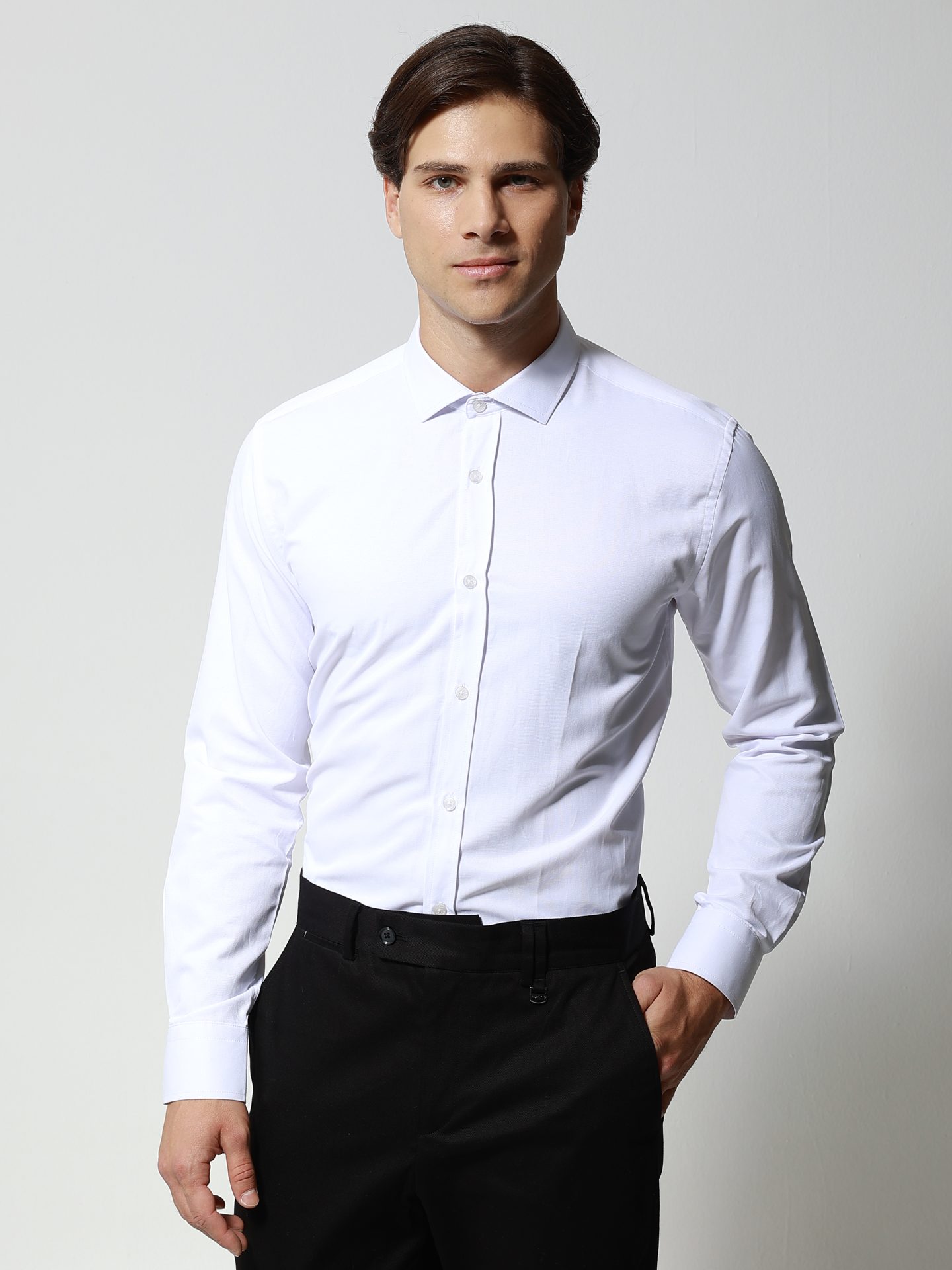 33-7366_leyko___z2253 Πουκάμισο BOLOGNA 33-7366 Λευκό Slim-fit - Image 1