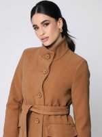 Γυναικείο Παλτό Με Ζώνη LESIA 8617 Καμηλό