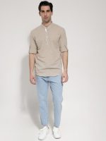 Ανδρικό Λινό Πουκάμισο Slim 33-6116 Μπεζ - Image 2