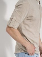 Ανδρικό Λινό Πουκάμισο Slim 33-6116 Μπεζ - Image 3