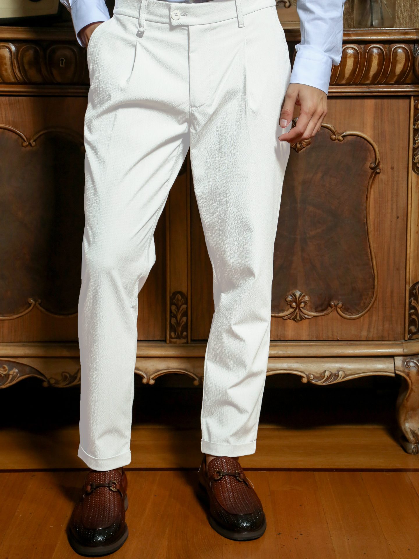 1125 copy Ανδρικό Παντελόνι 7/8 AMADEO 4513 Λευκό - Image 1