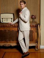 Λινό Κοστούμι Με Γιλέκο RENZO 2018 Μπεζ - Image 3