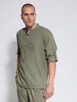 Λινή Ανδρική Πουκαμίσα BALI 7511 Χακί - Image 4