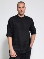 Λινή Ανδρική Πουκαμίσα BALI 7511 Μαύρο