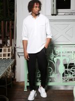 Ανδρικό T-shirt Με Κουμπάκια LORENZO 270-220 Λευκό - Image 3