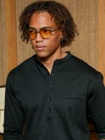 Ανδρικό T-shirt Με Κουμπάκια LUCA 270-221 Μαύρο - Image 5