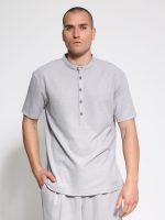 Ανδρικό T-Shirt Με Κουμπάκια ROMON 207084 Γκρι - Image 3