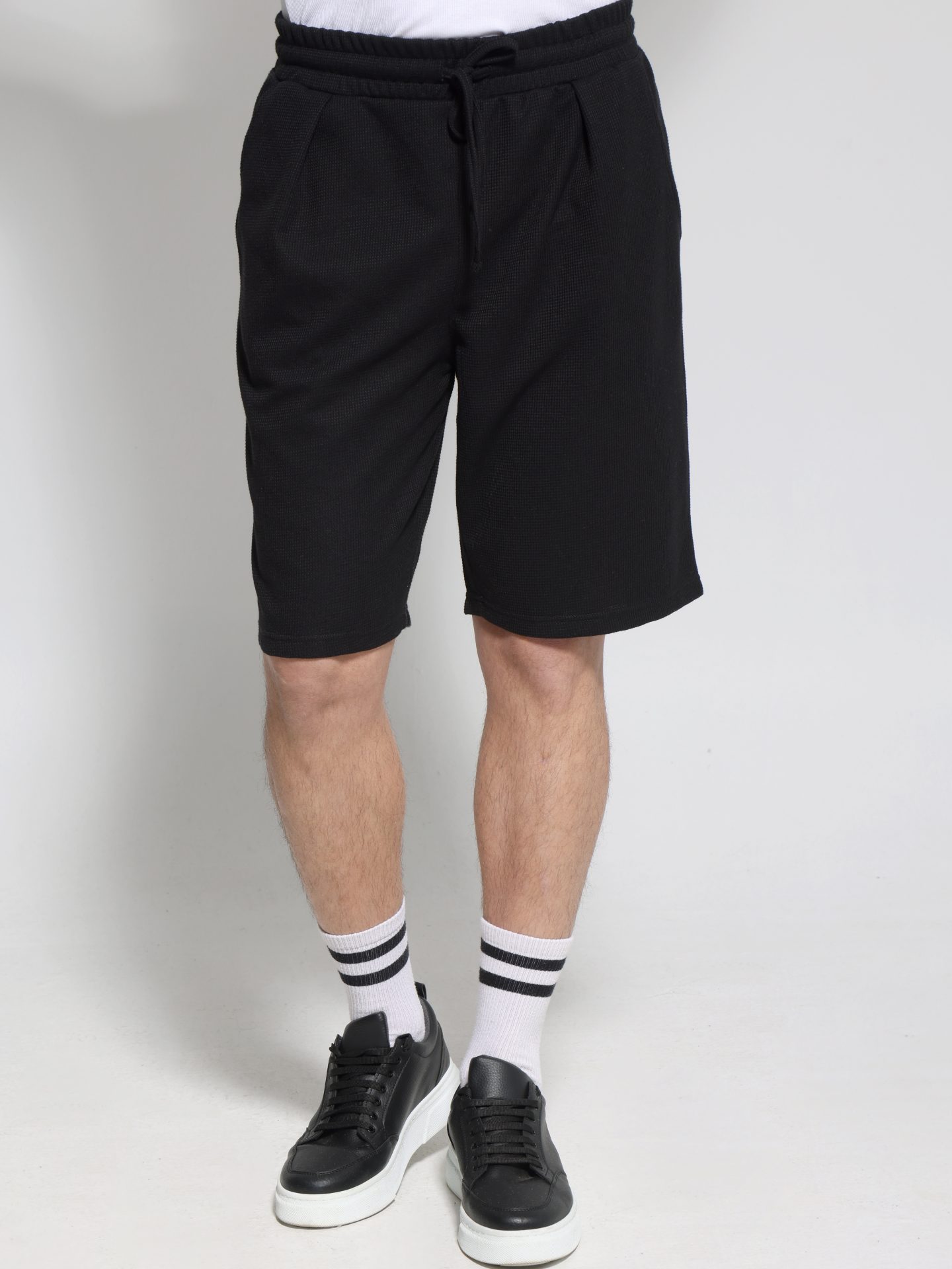 1X9A5238 Ανδρική Βερμούδα Με Ιδιαίτερη Πλέξη Moreto 456018 Μαύρο - Image 1