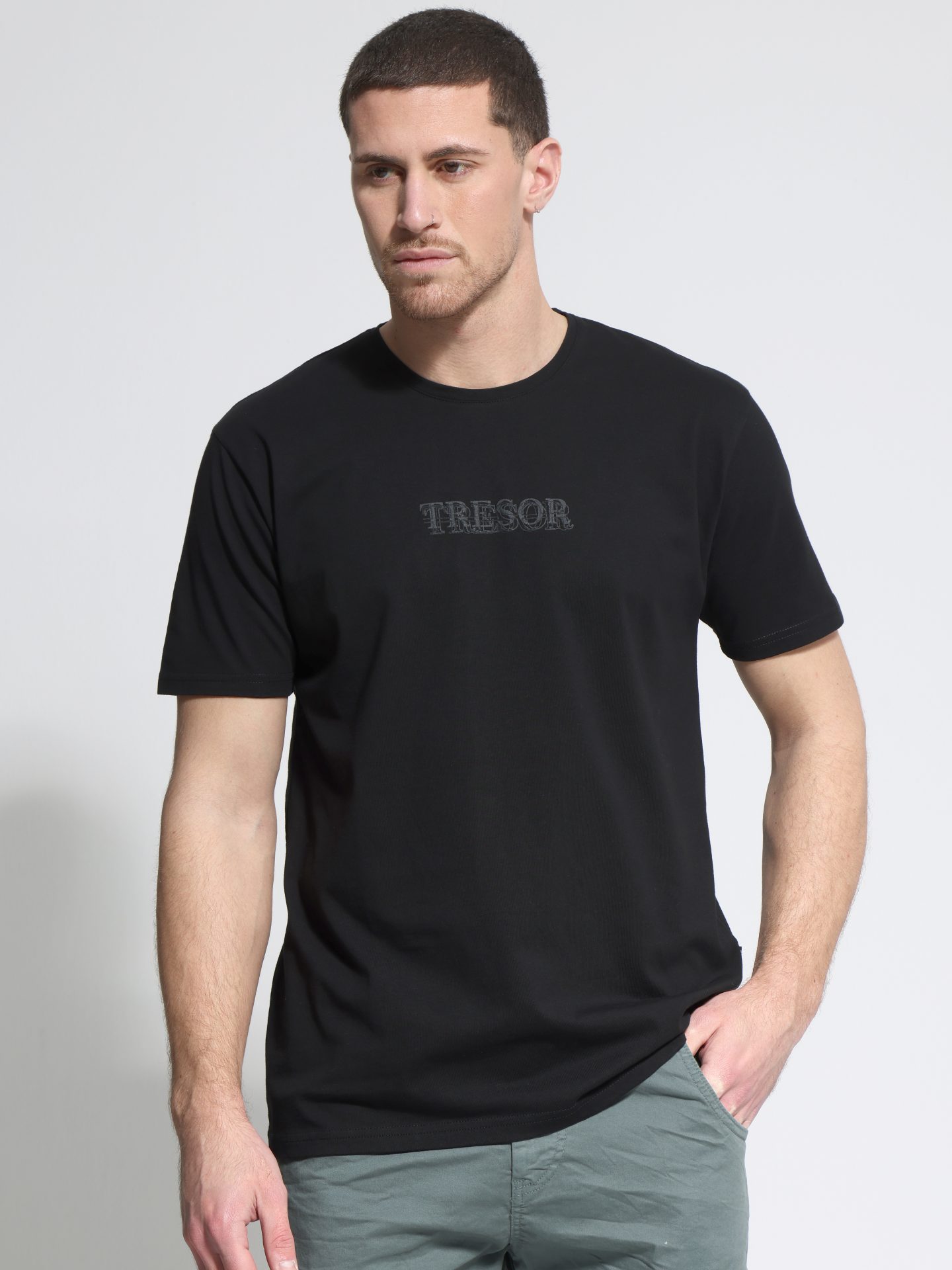 1X9A6175 Ανδρικό Βαμβακερό T-shirt FIGARO 33-207081 Μαύρο - Image 1