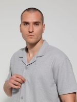 Ανδρικό Μπλουζάκι-Πουκάμισο Με Κουμπιά Moreto 706018 Γκρι - Image 3