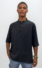 Ανδρική Πουκαμίσα 3/4 Μανίκι Slim-fit FABIAN 33-7509 Μαύρο - Image 2