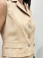 Γυναικείο Κοντό Γιλέκο SILVIA 8852 Μπεζ - Image 3