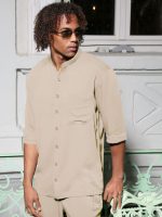 Πουκάμισο Μανίκι 3/4 Slim-fit VITO 250-956 Μπεζ