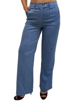 Γυναικείο Ριγέ Υφασμάτινο Παντελόνι ALEXIA 7914-3 Light Blue - Image 3