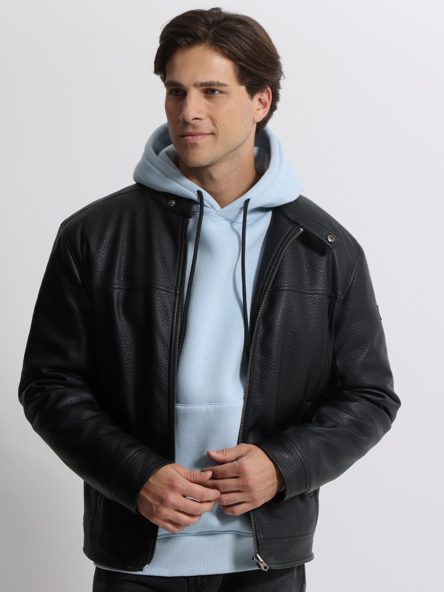 3k__2178_mayro___z1302 Ανδρικό Jacket Eco-Leather Μπουφάν SILA 2178 Μαύρο - Image 1