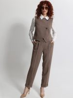 Γυναικείο Ασύμμετρο Γιλέκο με Δύο Κουμπιά GEMMA 9222 Chocolate