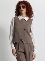 Γυναικείο Ασύμμετρο Γιλέκο με Δύο Κουμπιά GEMMA 9222 Chocolate - Image 3