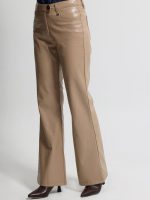 Γυναικείο Eco Leather Παντελόνι Bootcut 7711 Μπεζ Croco - Image 3