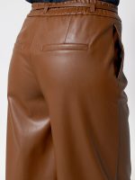 Wide Leg Παντελόνι Eco Leather με Λάστιχο στη Μέση 7767 Camel - Image 5