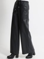Wide Leg Παντελόνι Eco Leather με Λάστιχο στη Μέση 7767 Μαύρο - Image 4