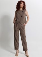 Γυναικείο Παντελόνι Ψηλόμεσο με Πιέτες GIA 7822 Chocolate - Image 4