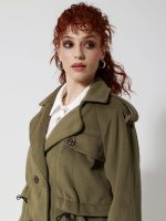 Γυναικείο Κοντό Παλτό με Διπλό Κούμπωμα και Τσέπες FIONA 8818 Πράσινο - Image 3