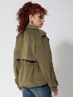 Γυναικείο Κοντό Παλτό με Διπλό Κούμπωμα και Τσέπες FIONA 8818 Πράσινο - Image 4