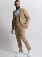 Ανδρικό Κοστούμι Με Γιλέκο MARLO 2034 Μπεζ - Image 3